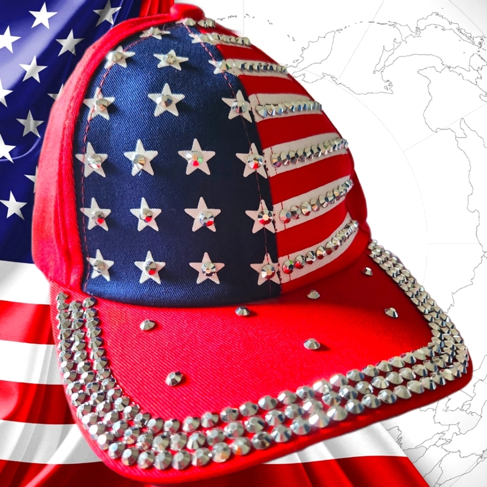 USA Rhinestone Baseball Cap - Picture 9 of 14